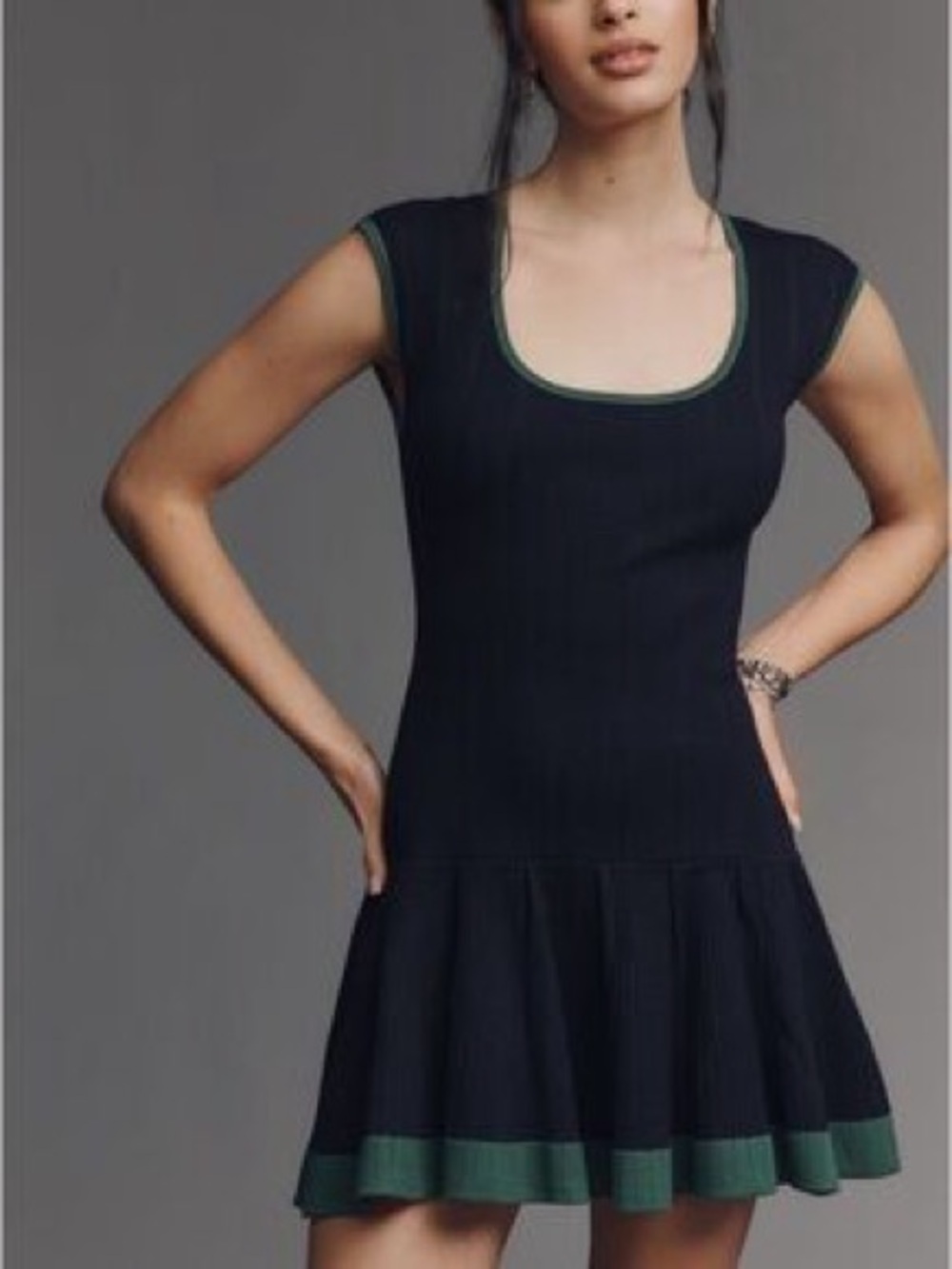 Maeve for Anthropology Beca ribbed sweater fit & flare mini dress Size Small